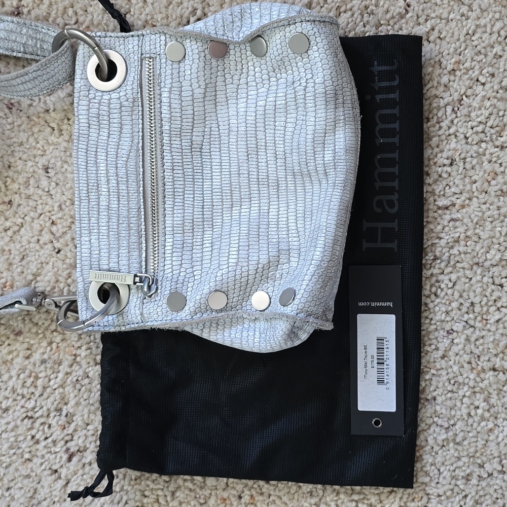 Hammitt Tony Snakeskin Pewter Crossbody Bag Small